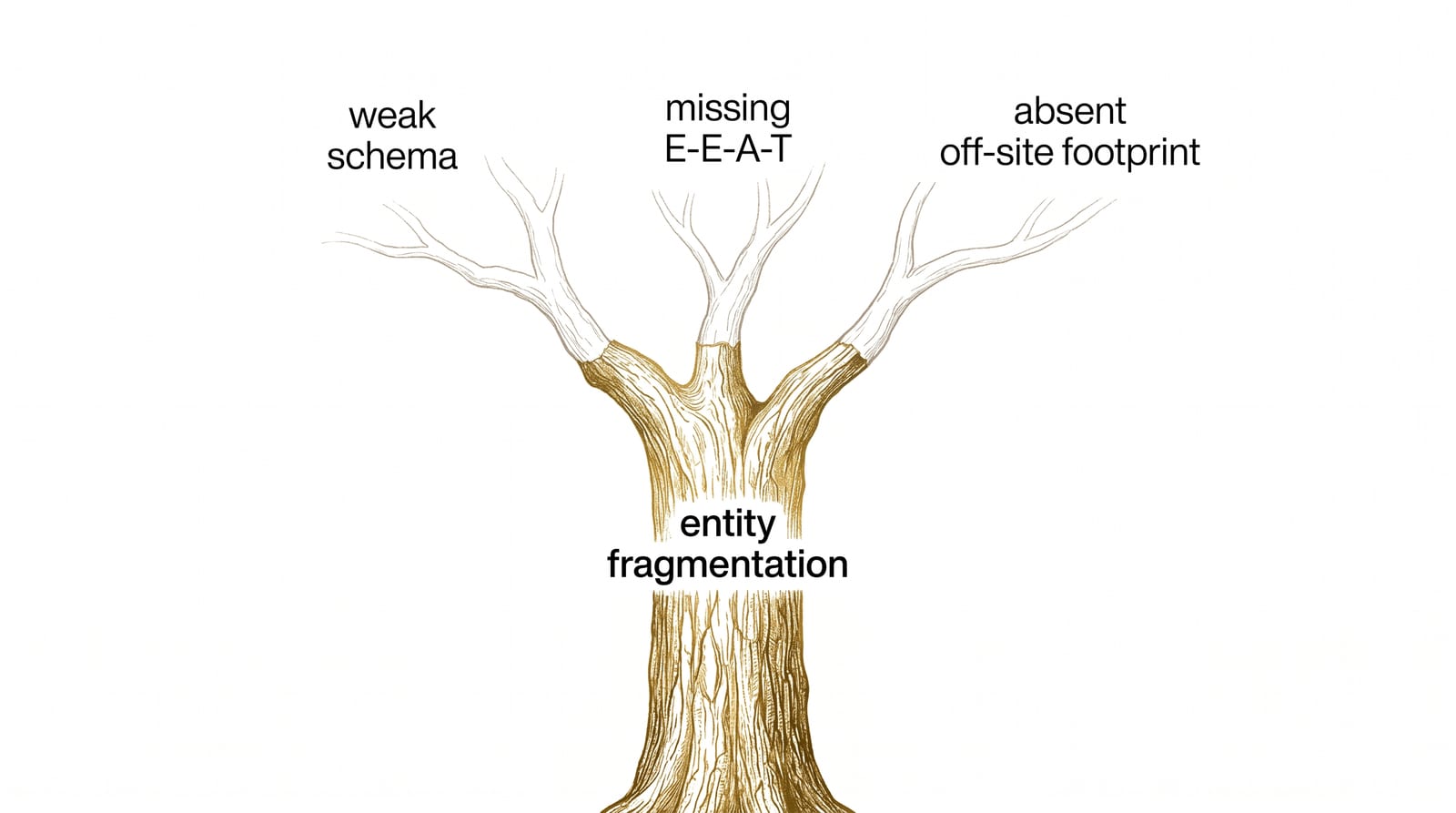 Entity fragmentation as root cause with three downstream symptoms