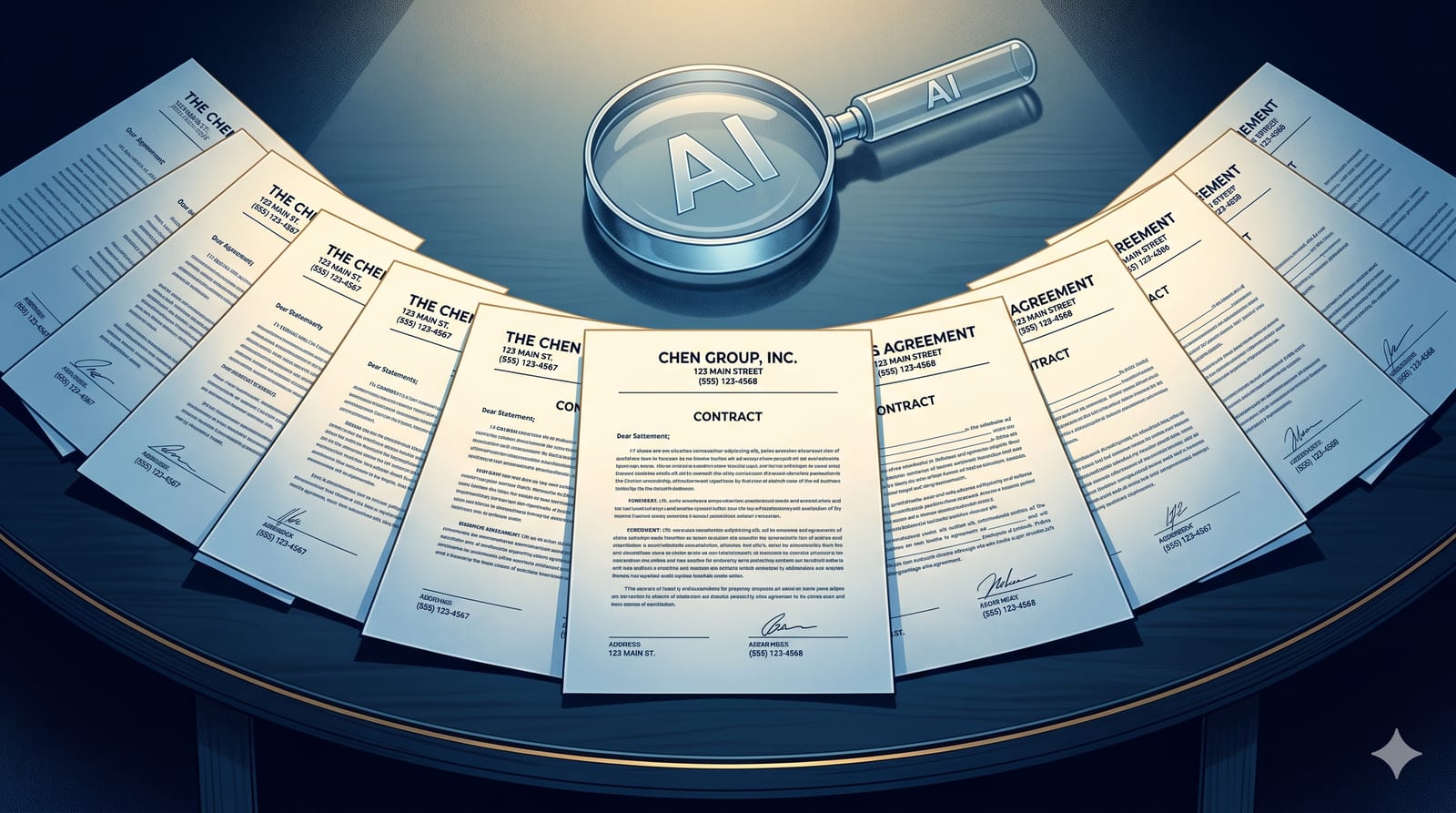 Eleven legal documents with subtly different firm details
