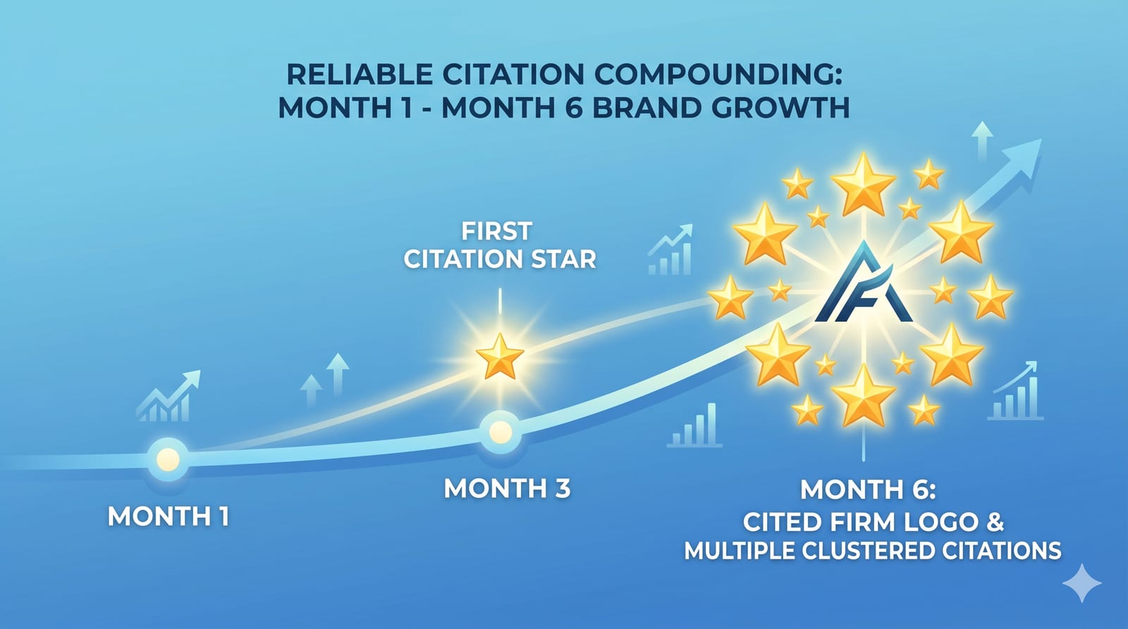 First citation appears at month 3, multiple citations by month 6