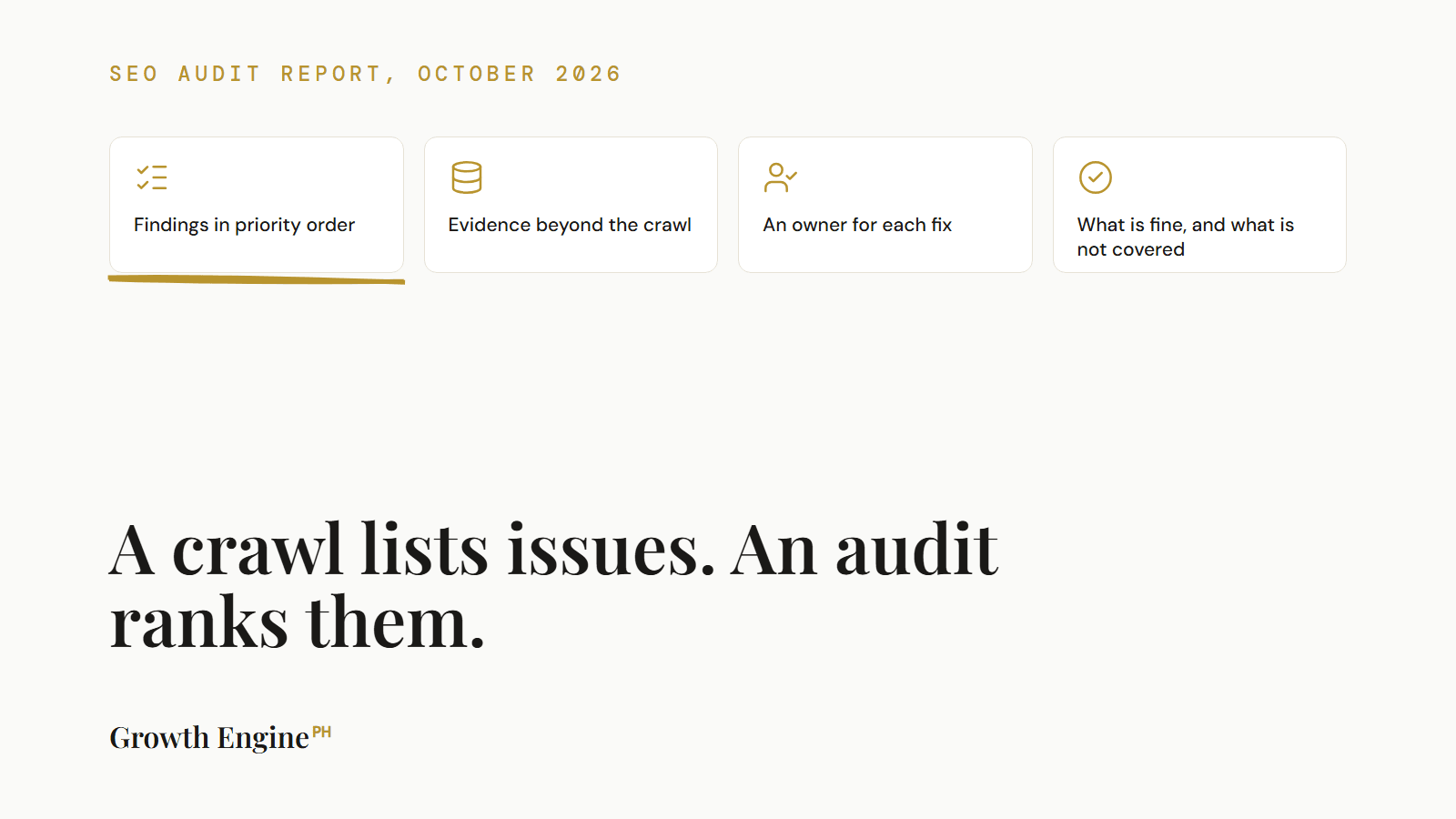 A crawl lists issues. An audit ranks them.